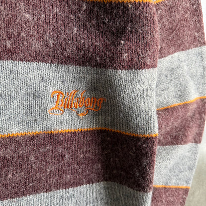 Y2K Billabong Gray & Maroon Stripped Sweater