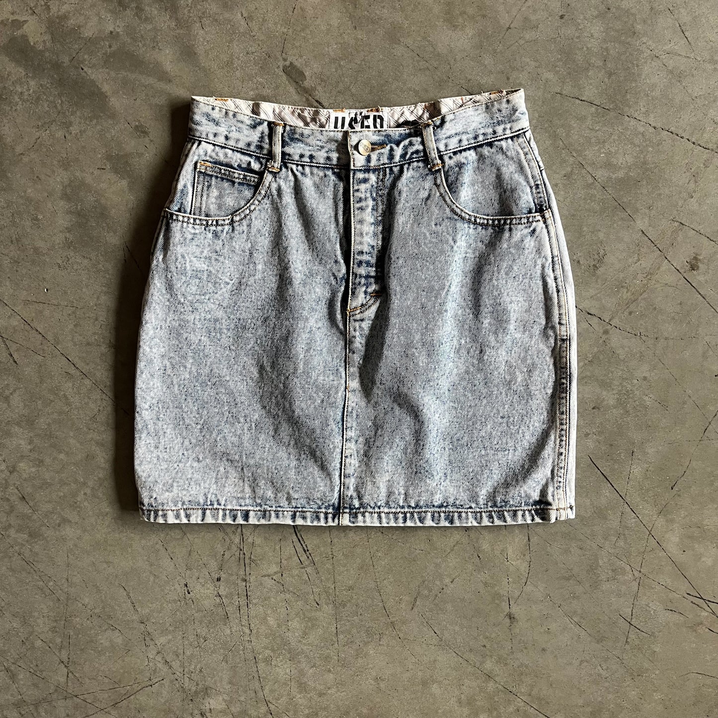 Women’s Vintage Get Used Acid Wash Denim Mini Skirt