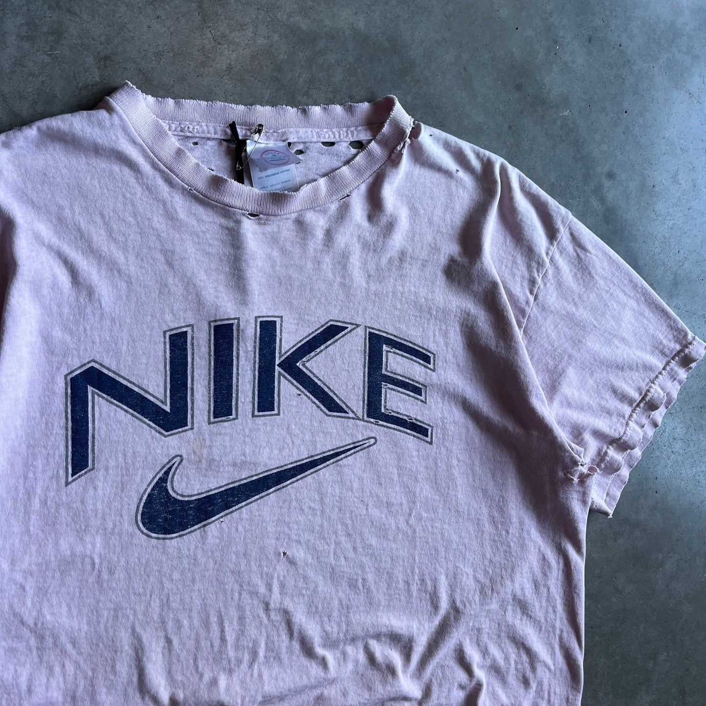 Vintage Nike Spell Out Bootleg Pink Thrashed Tee