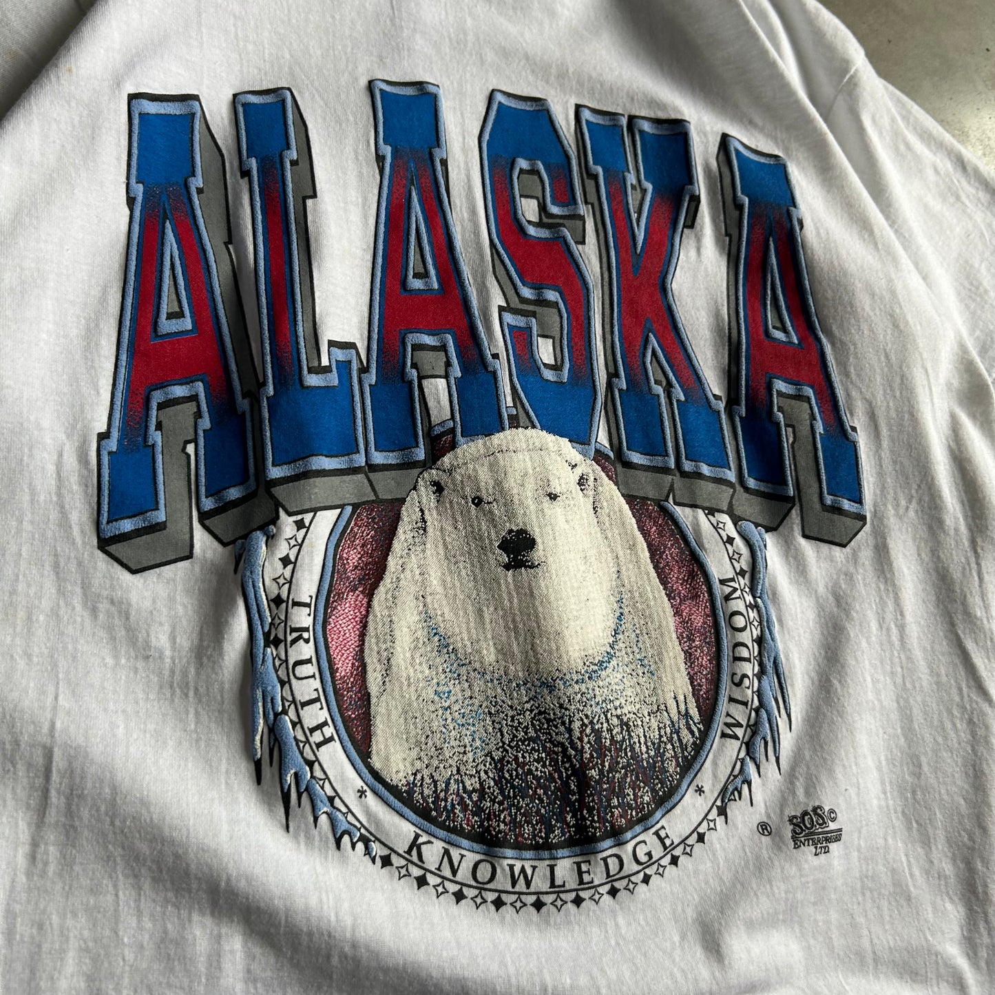 Vintage Alaska Polar Bear Spell Out T Shirt