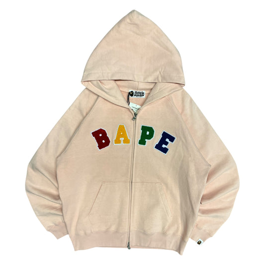 A Bathing Ape Woman’s Chenille Spell Out Zip Up Pink