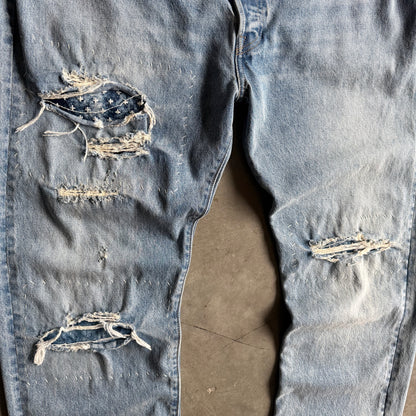 Levi’s LVC Lot 501 Turquoise Rivet Sashiko Redline Selvedge Jeans