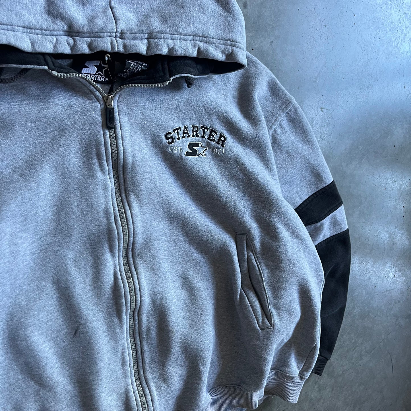 Vintage Starter Boxy Fit Striped Sleeve Zip-Up