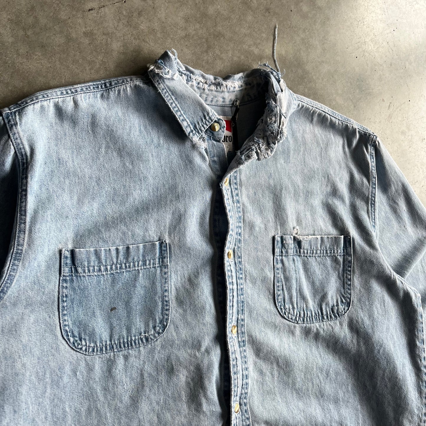 Vintage Marlboro Thrashed Denim Button Up Shirt