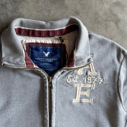 Y2K American Eagle Fleece Lined Logo Embroidered Zip-Up