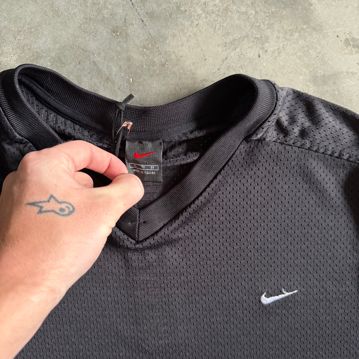 Vintage Nike Black & White Mini Swoosh Jersey Tee
