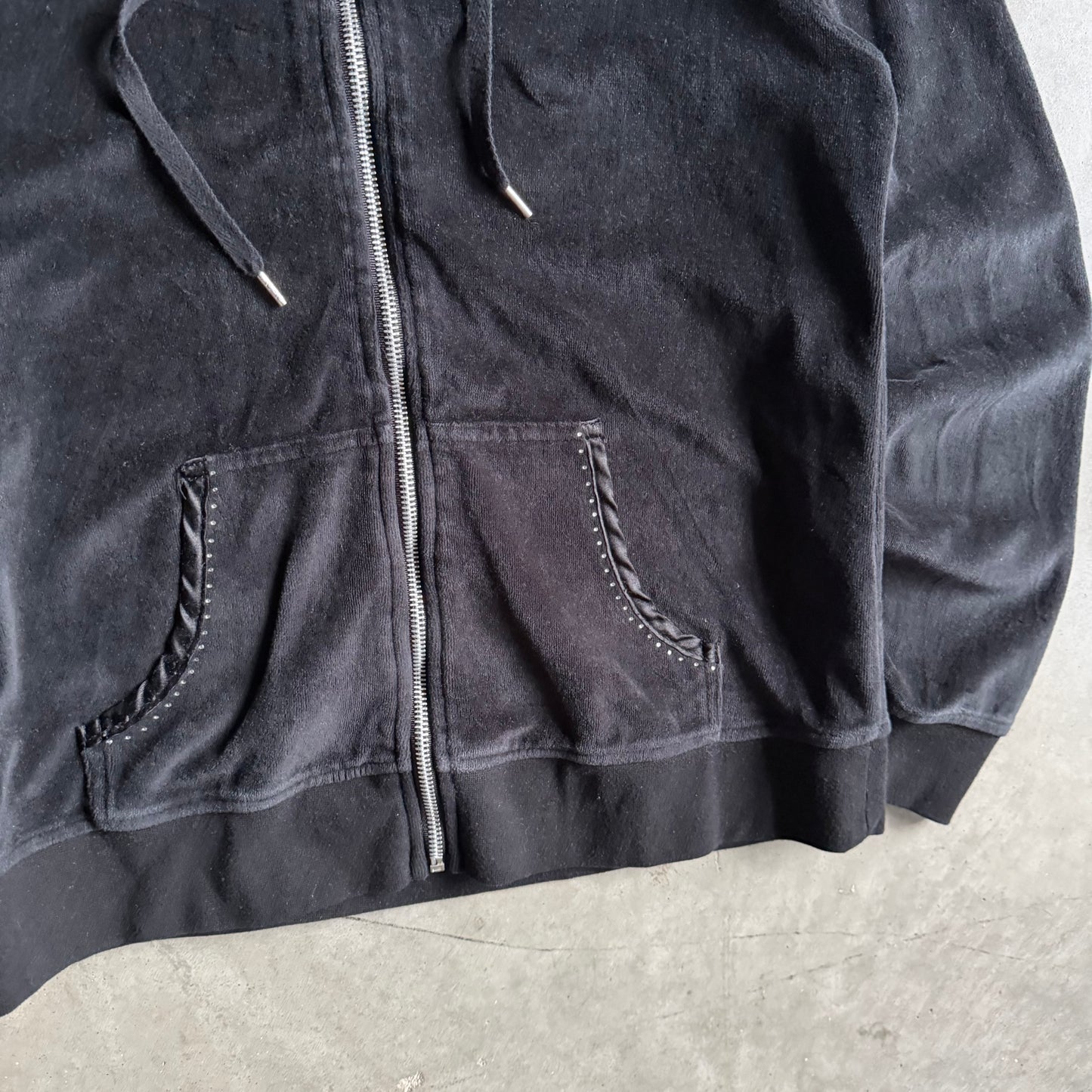 Y2K Women’s BCBG Black Velor Zip-Up