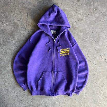 Vintage Minnesota Vikings Helmet Print Zip-Up