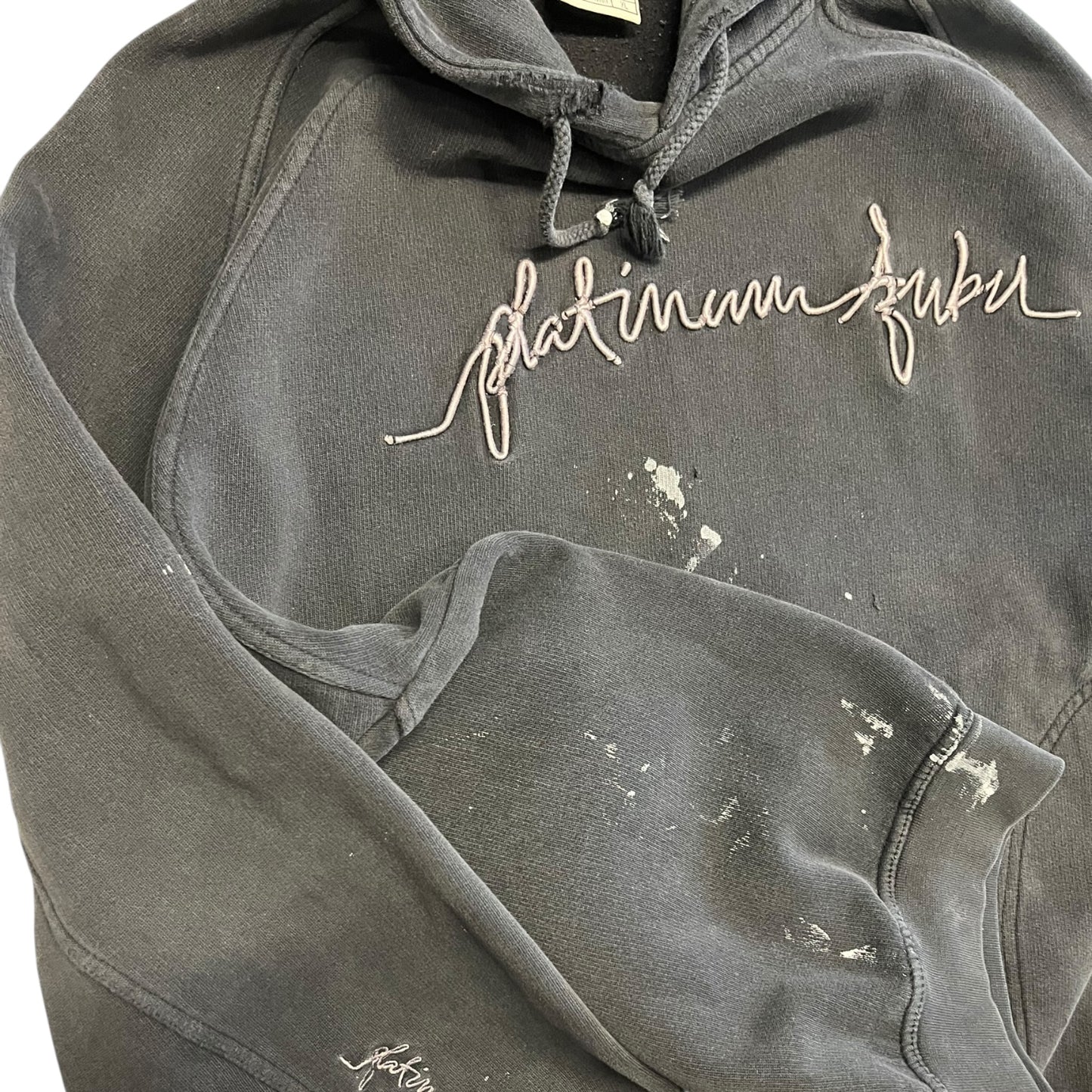 Y2K Thrashed FUBU Platinum Black Tonal Hoodie