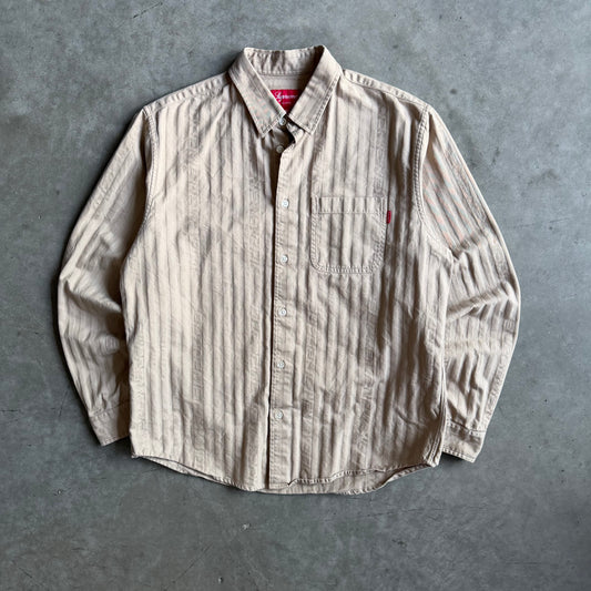 FW20 Supreme Jacquard Stripe Twill Button Up Shirt - Tan