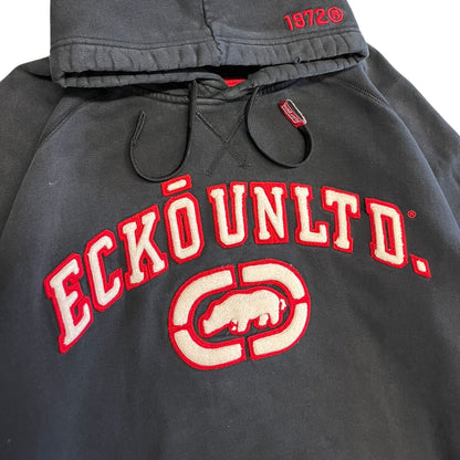 Y2K Ecko Unlimited Embroidered Black Hoodie