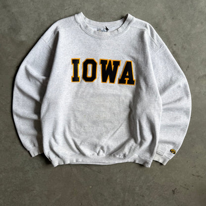Y2K “Iowa” Black & Golden Embroidered Spell-Out Sweatshirt