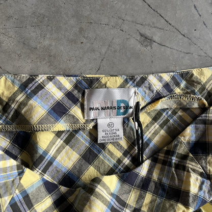 Women’s Vintage Yellow Plaid Mini Skirt