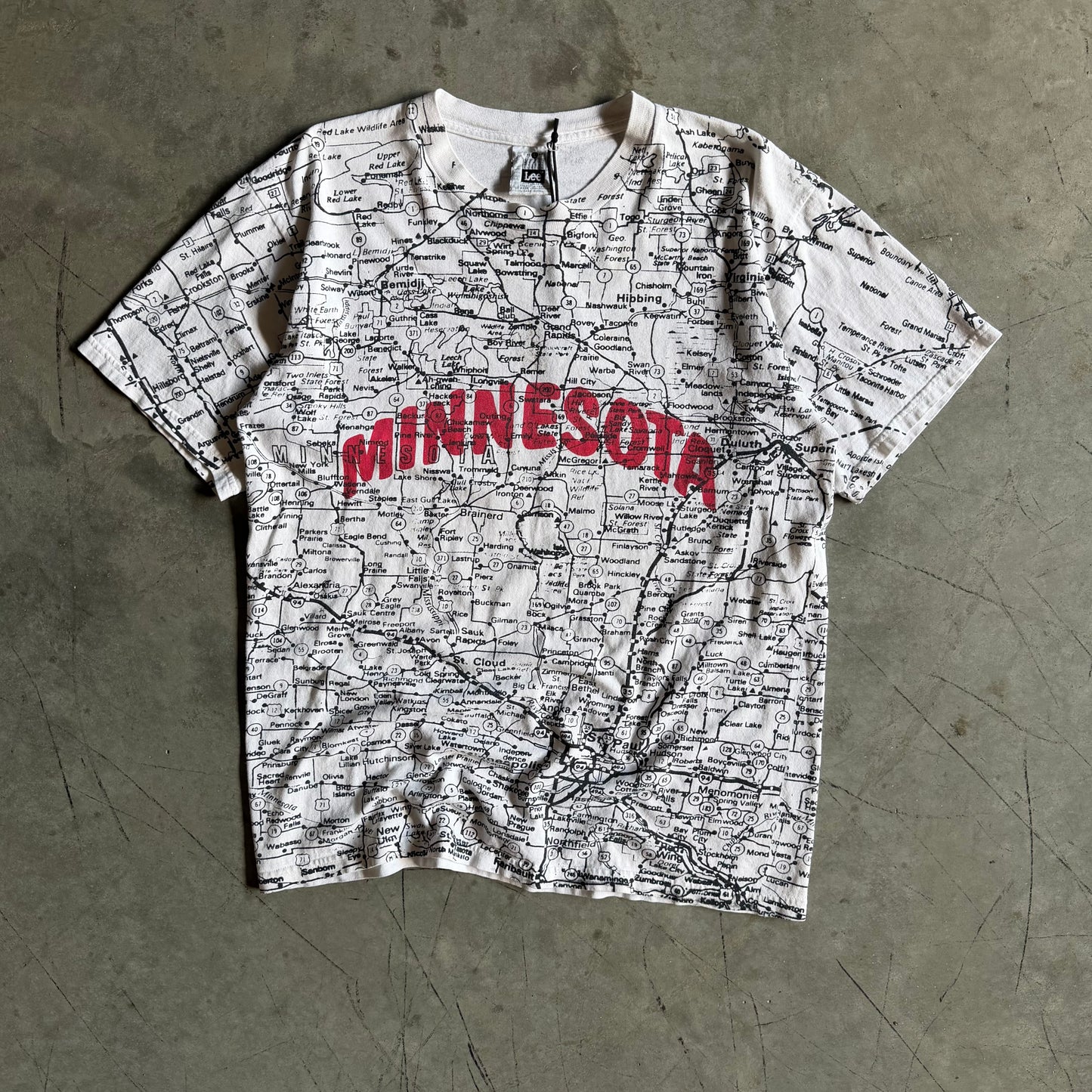 Y2K Minnesota Spell-Out & Map AOP Tee