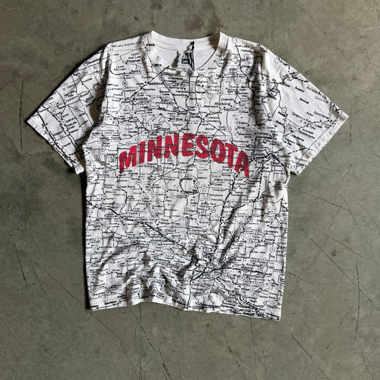 Y2K Minnesota Spell-Out & Map AOP Tee