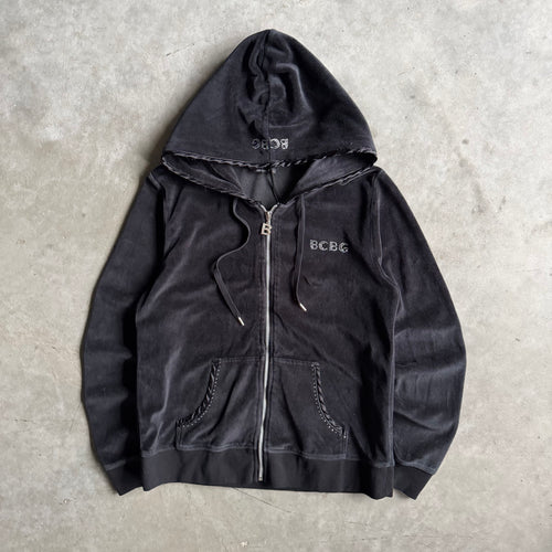 Y2K Women’s BCBG Black Velor Zip-Up