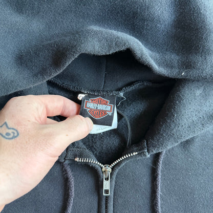 Vintage Harley Davidson Blue Flame Sleeve Zip Up Hoodie