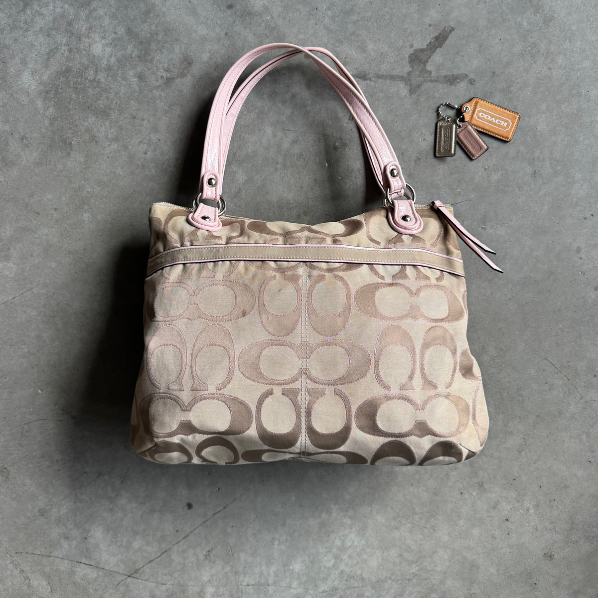 Coach Y2K Poppy Signature Pink Satin Tote Bag