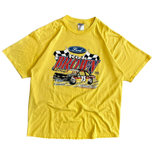 Y2K Ford Flyin’ Farmer Yellow Racing T Shirt