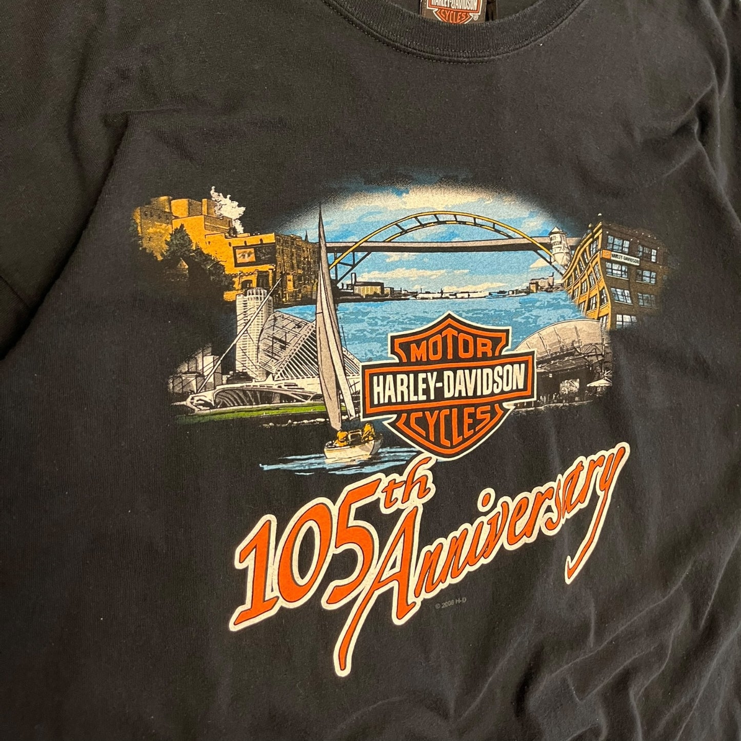 Y2K Harley Davidson 105 Anniversary Bridge Tee