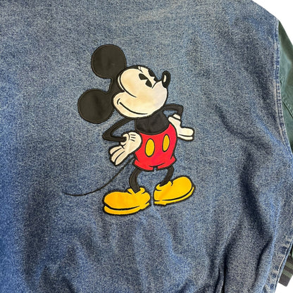 Vintage 90s Genius Mickey Mouse Denim Bomber Jacket