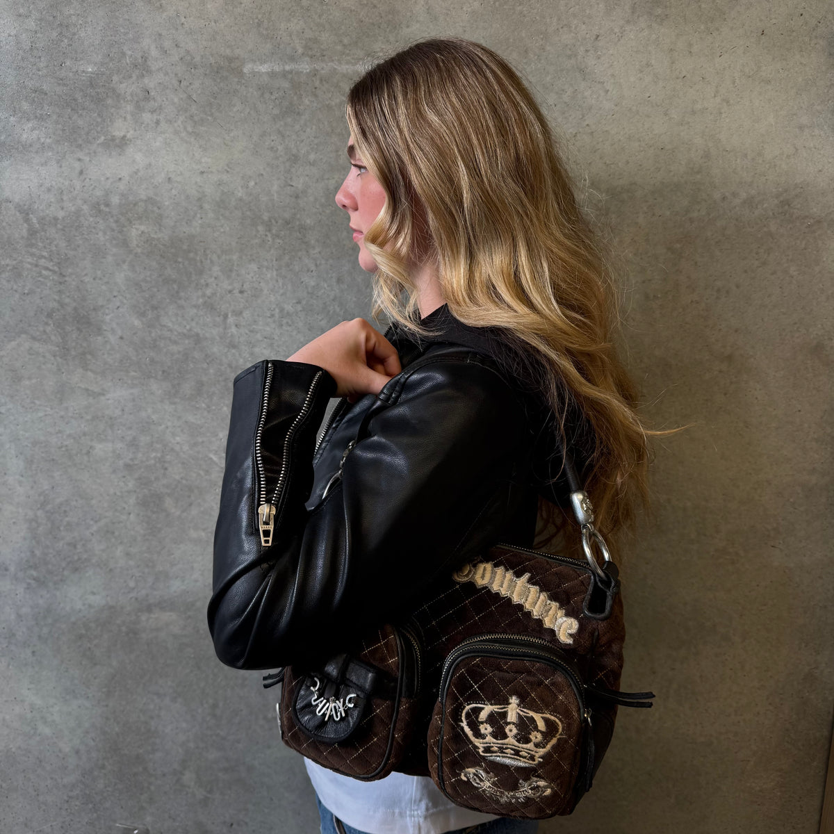 Y2K Juicy Couture Brown Velvet Shoulder Bag
