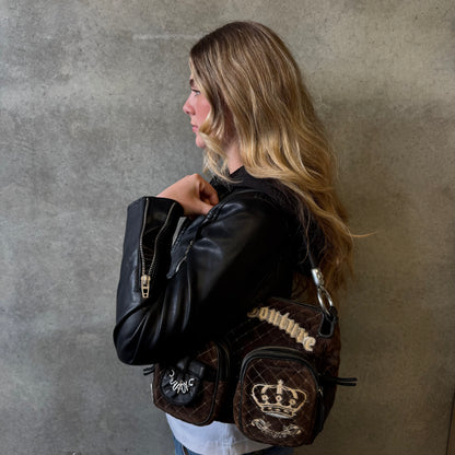 Y2K Juicy Couture Brown Velvet Shoulder Bag