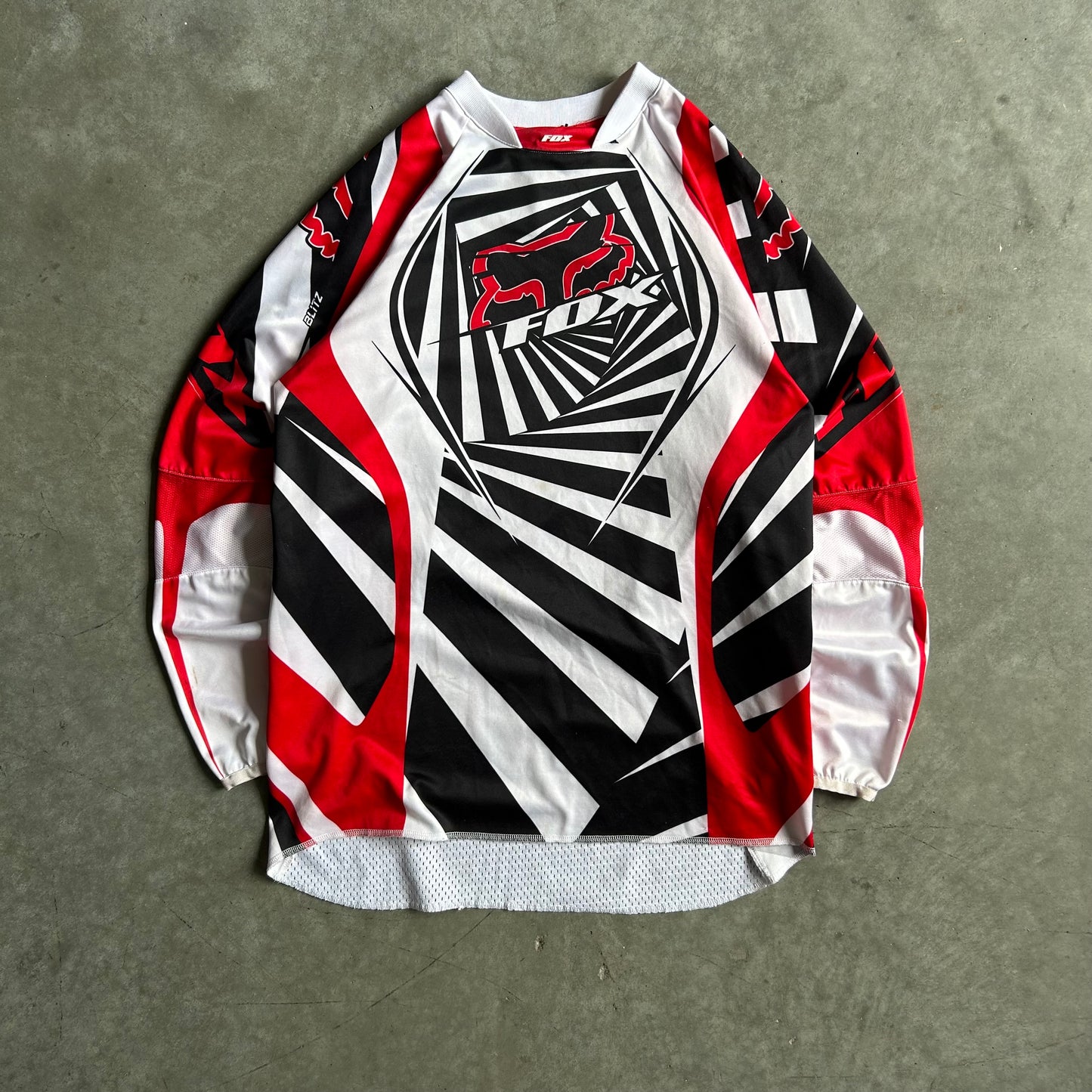 Y2K Fox Black Red White Blitz Moto Jersey