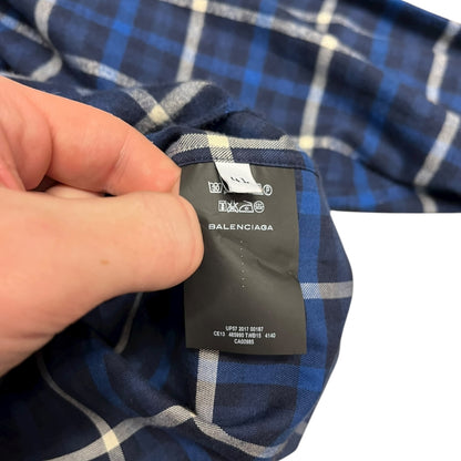FW17 Balenciaga Blue Hooded Flannel