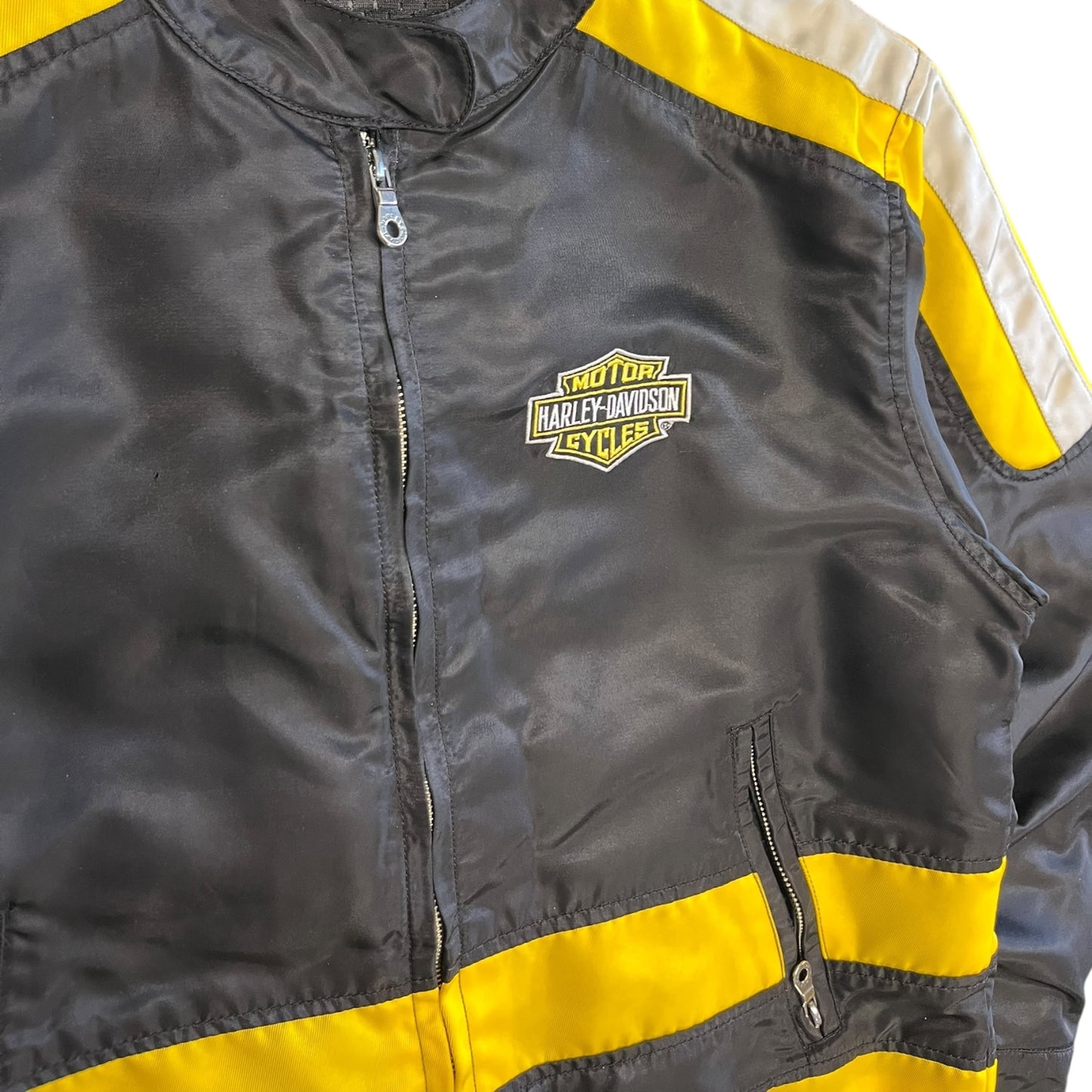 Y2K Black & Yellow Harley Motorcycle Jacket