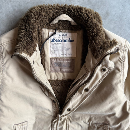 Vintage Abercrombie Fleece Tan Lined Deck Jacket