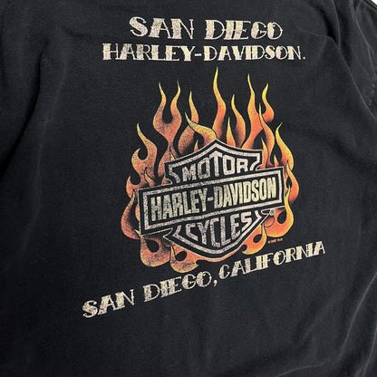 Y2K Harley Davidson Flaming Back Logo Tee