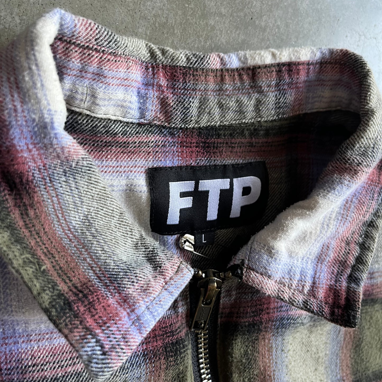 FTP FW19 Green & White Shadow Plaid Zip Up Flannel