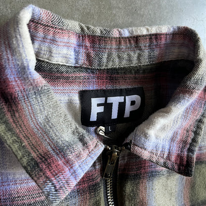 FTP FW19 Green & White Shadow Plaid Zip Up Flannel