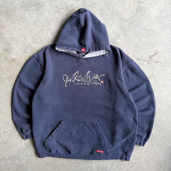 Y2K Quiksilver Boarding Company Embroidered Navy Hoodie