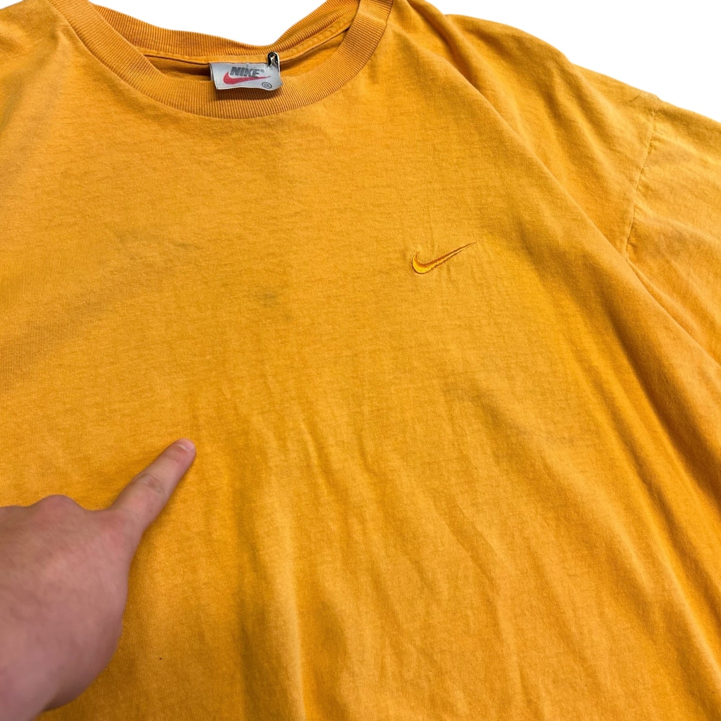 Y2K Sand Yellow Nike Embroidered Swoosh Tee