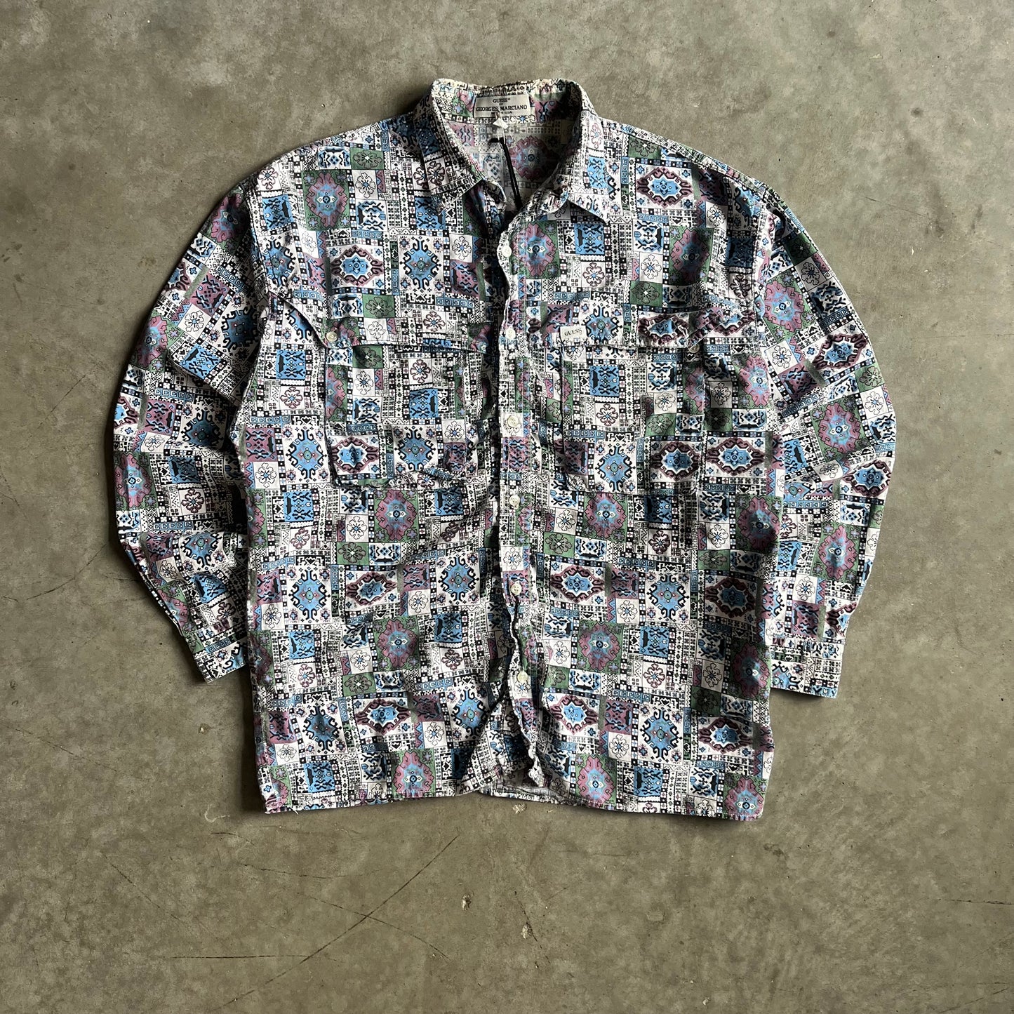 Vintage Guess Abstract Button Down Shirt