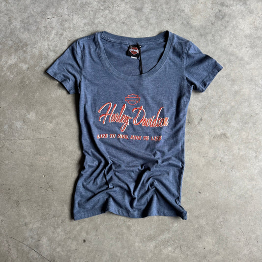 Women’s Harley Davidson Fitted Rhinestoned T Shirt