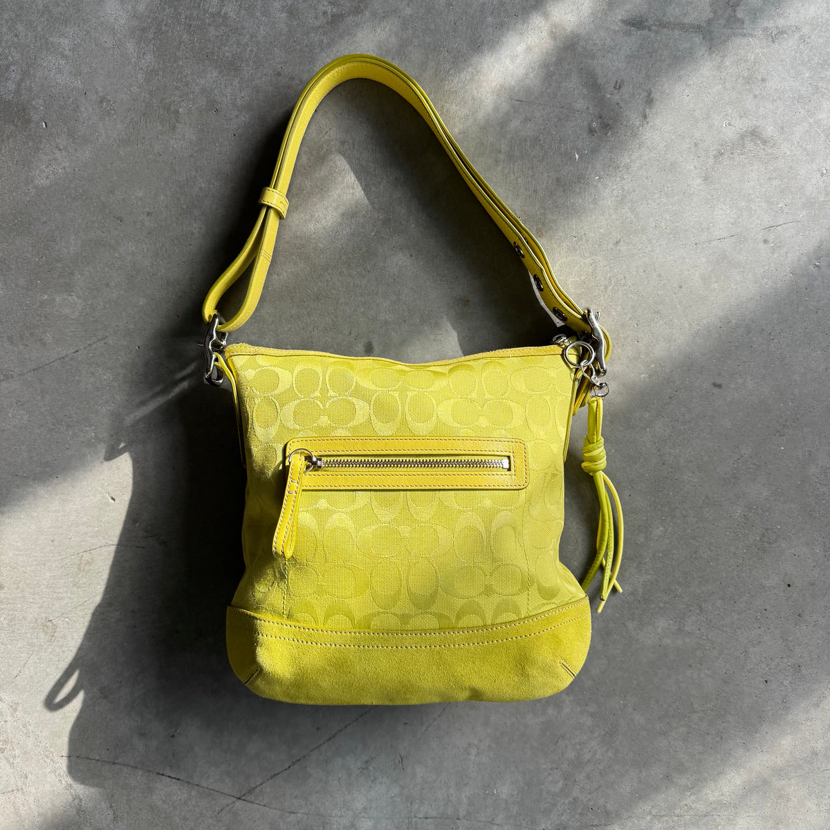Coach Y2K Lime Green Slim Duffle Shoulder Bag