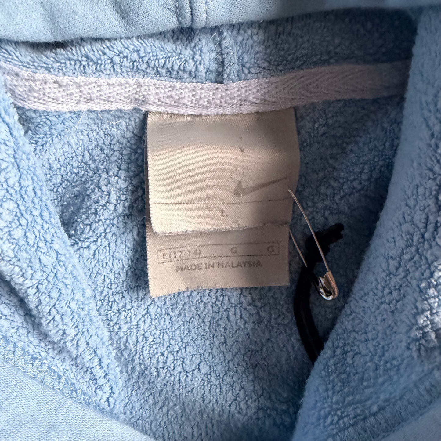 Y2K Nike Silver Embroidered Baby Blue Hoodie
