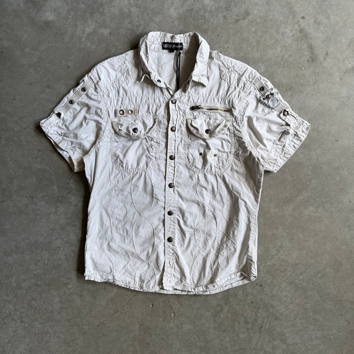 Y2K Recess Spiral Stitch Utility Button Up
