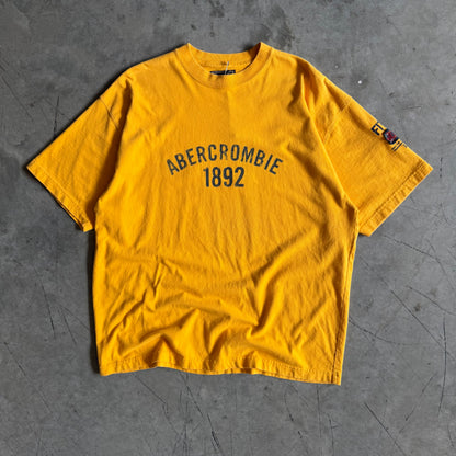 Y2K Abercrombie Spell-Out & Sleeve Patch Yellow Tee