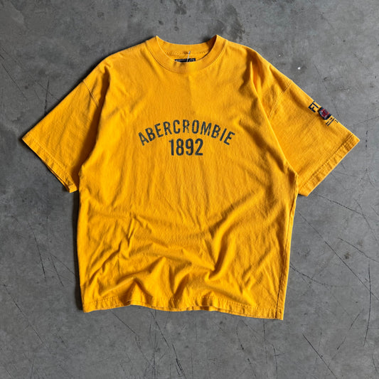 Y2K Abercrombie Spell-Out & Sleeve Patch Yellow Tee