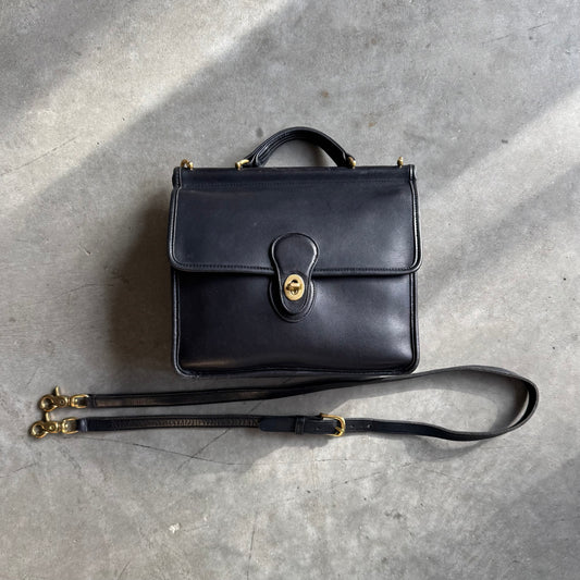 90s Coach Vintage Black Leather Willis Turnlock Bag