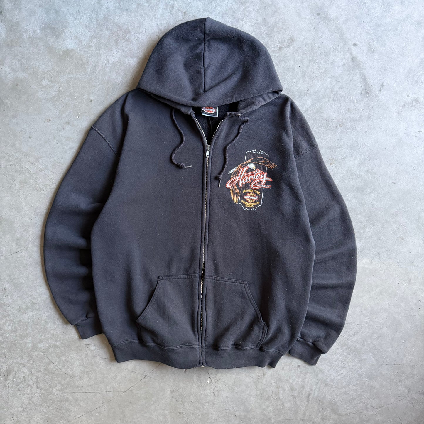 Vintage Harley Davidson Black Hills South Dakota Eagle Zip-Up Hoodie