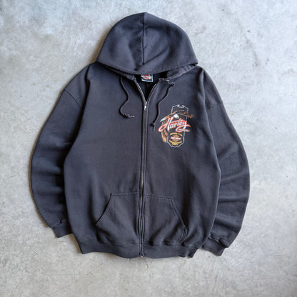 Vintage Harley Davidson Black Hills South Dakota Eagle Zip-Up Hoodie