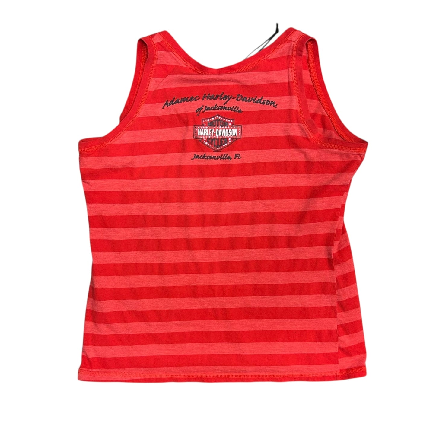 Women’s Y2K Harley Davidson Red Tonal Stripe Tank