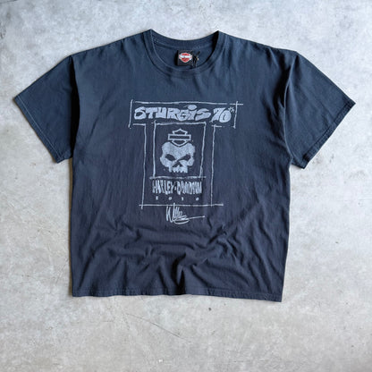 Y2K Harley Davidson Sturgis 70th Anniversary Skull Sketch Tee
