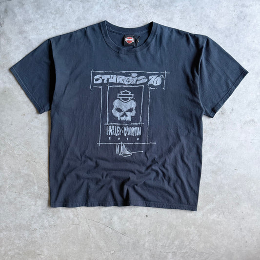 Y2K Harley Davidson Sturgis 70th Anniversary Skull Sketch Tee