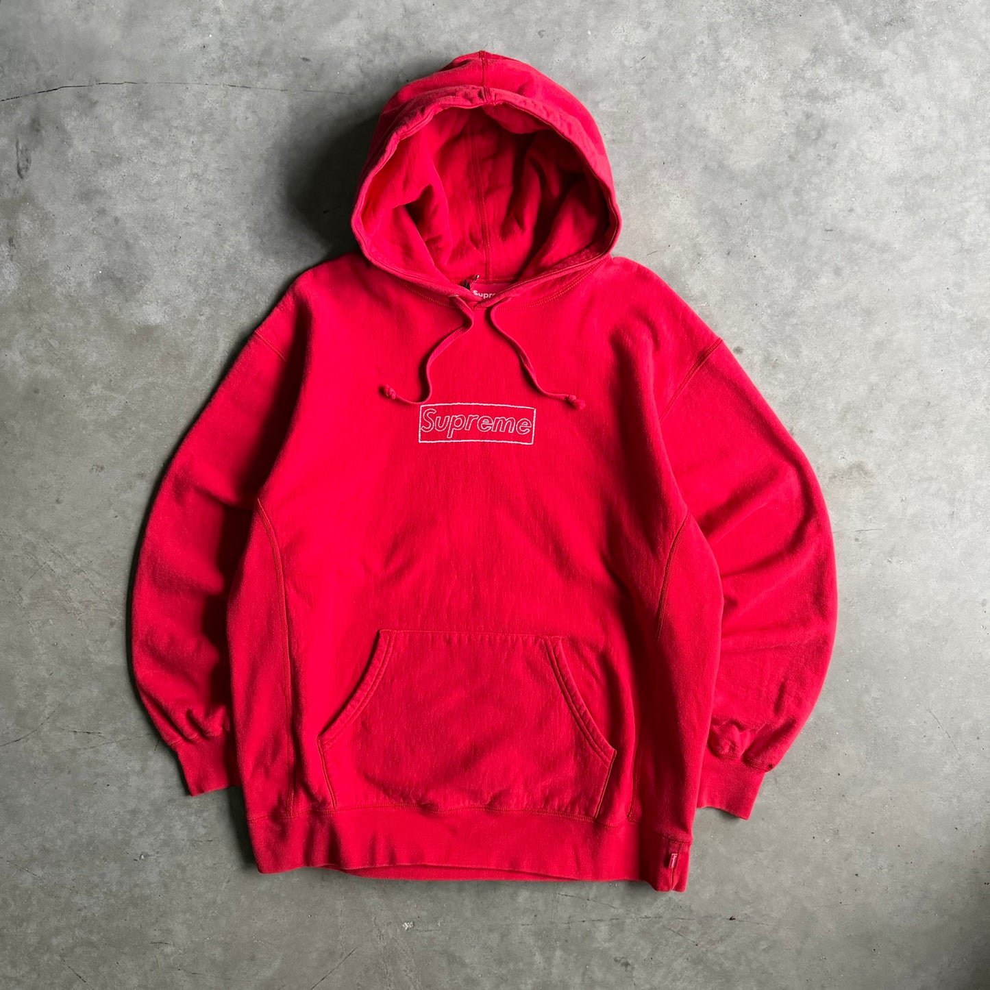 Supreme x Kaws Chalk Outline Box Logo Hoodie Red